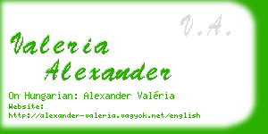 valeria alexander business card